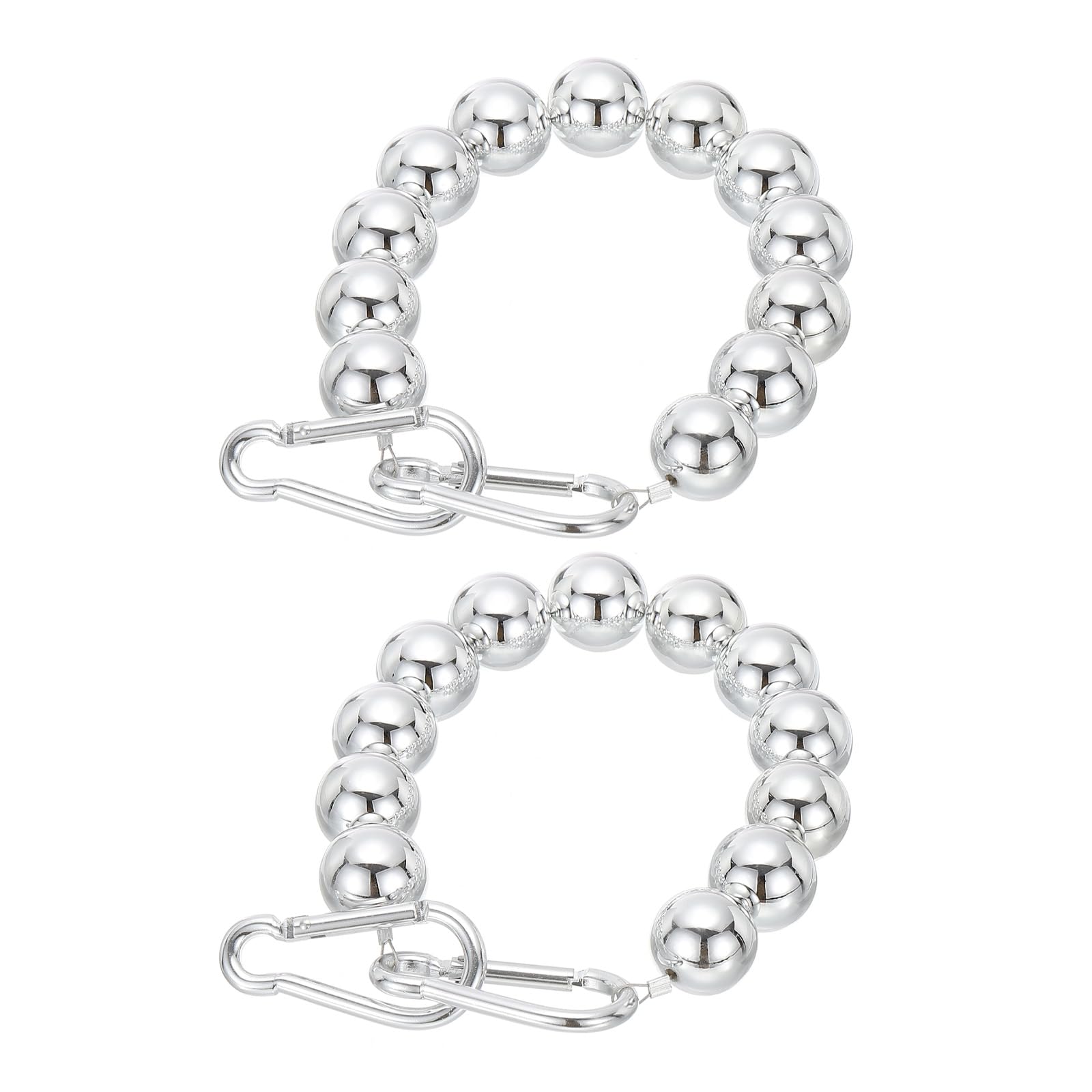 PATIKIL Flagpole Retainer Ring Flag Pole Accessories, 2 Pcs Flag Beaded Mount Ring Keep Flag Close to Pole Weight with Stainless Steel Cable for Indoor Outdoor Flagpole, Silver Tone, 3"