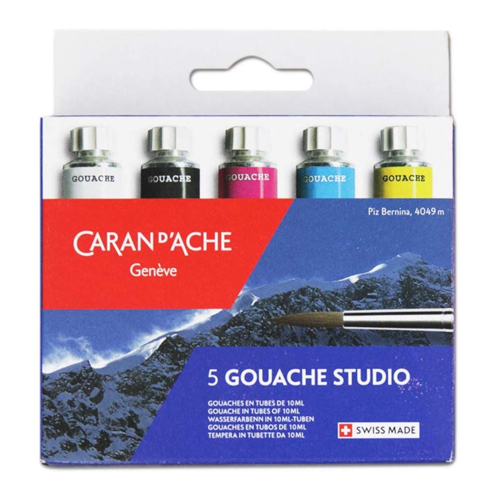 Caran d'Ache 3 primary colours + black + white, 21 ml.