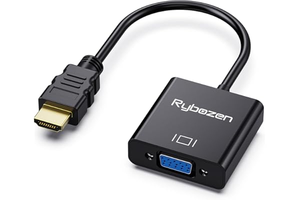 HDMI to VGA Adapter, Gold-Plated HDMI to VGA Converter (Male to Female), Compatible for Computer, Laptop, PC, Monitor, Projec