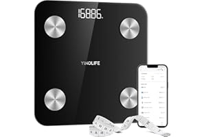 YINOLIFE Scale for Body Weight, Digital Smart Bathroom Weight Scale with BMI, Body Fat, Muscle Mass, Accurate 20 Body Composition Scale, 10.2" Compact Platform with APP, 400lb, Black