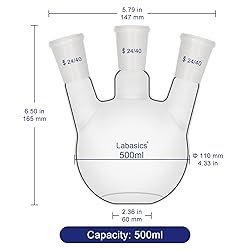 Labasics Borosilicate Glass 3 Neck Flat Bottom