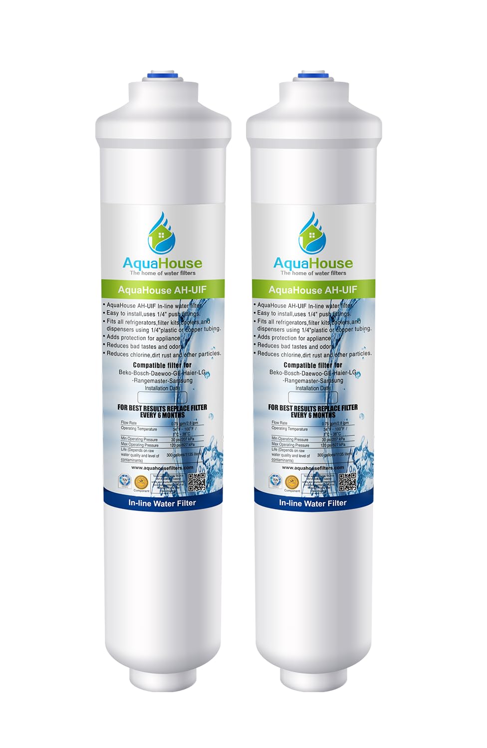 2X AquaHouse UIF-LA Compatible for Lamona HK1032 Water Filter Cartridge for Howdens Filter tap