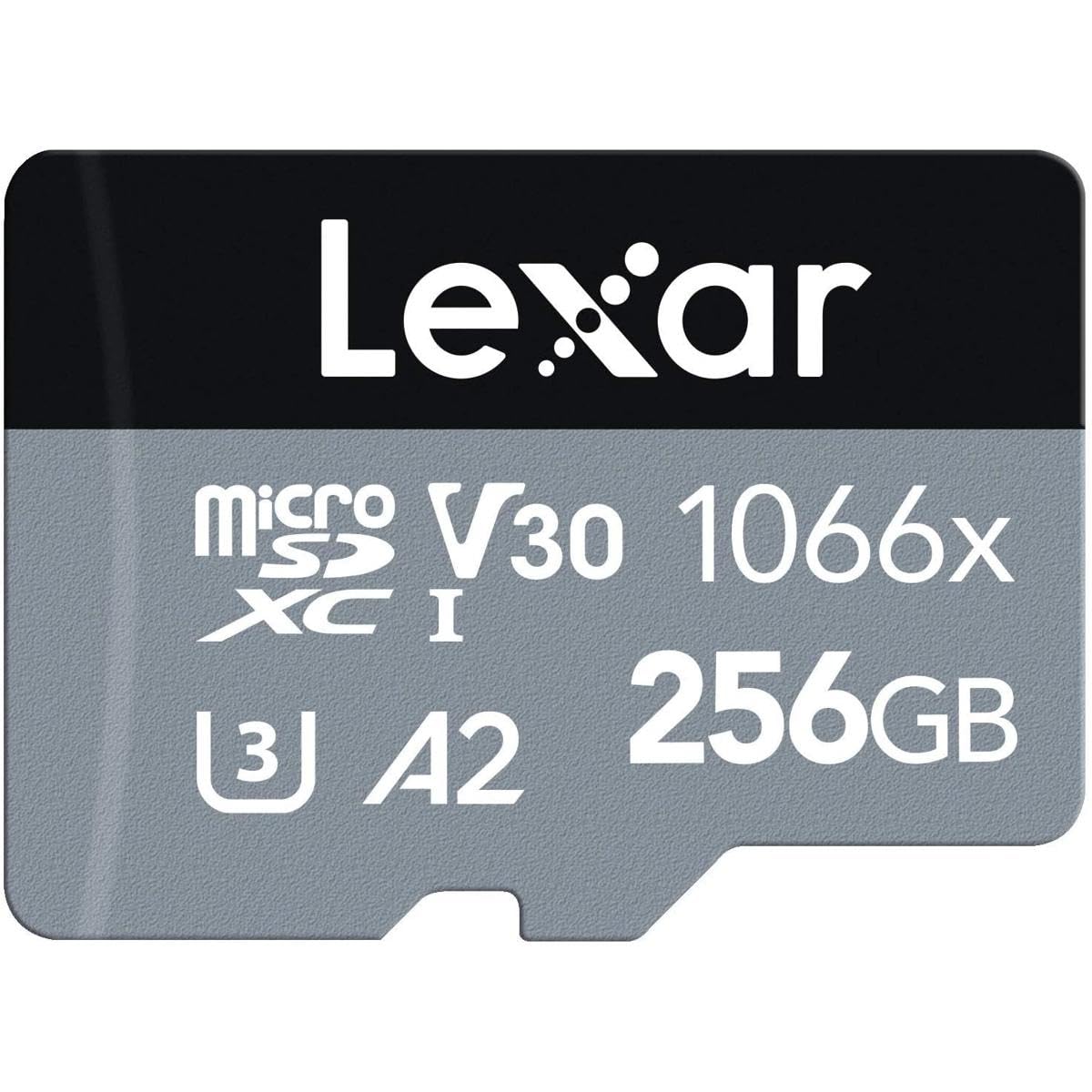 Lexar 256GB Professional 1066x micro SD Card w/ SD Adapter, UHS-I, U3, V30, A2, Full HD, 4K, Up to 160/120 MB/s, for Action Cameras, Drones, Smartphones, Tablets, Nintendo-Switch (LMS1066256G-BNANU)