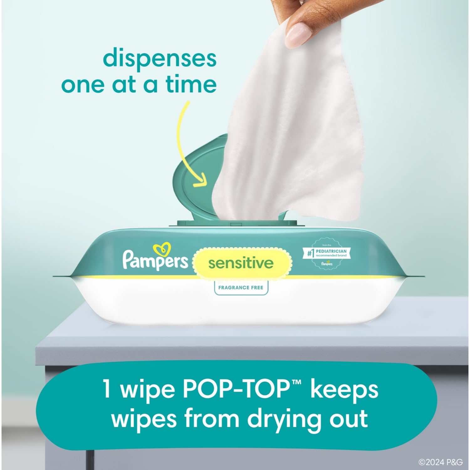 Pampers Baby Dry Disposable Baby Diapers Size 7, 2 Month Supply (2 x 108 Count) with Sensitive Water Based Baby Wipes 12X Multi Pack Pop-Top and Refill (1008 Count)