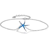 Cuoka Starfish Bracelet 925 Sterling Silver with White Fire Opal Chain Bracelets Ocean Jewelry Birthday For Women