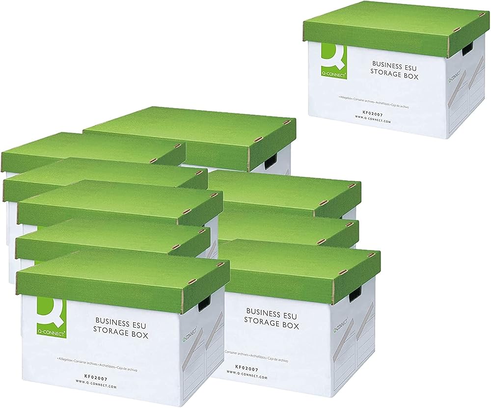 Q-Connect Business Easy Set Up Storage Box 10 Pack Green White