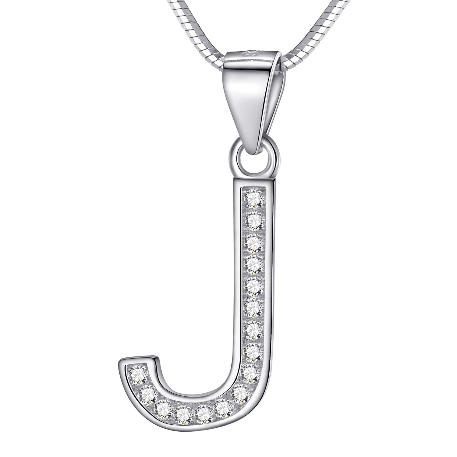 Morella Women's Letter Necklace Necklace and Pendant Letter J - 925 Sterling Silver Rhodium Plated – 45 cm Long — image 1