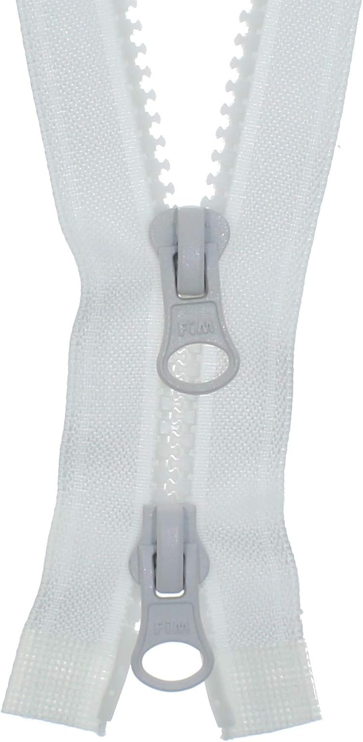 FIM Reißverschluss Metall Nr.5 - Teilbar, 55cm, Hellgrau Für Jacken