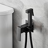 Bathfinesse Warm Water Bidet Sprayer Faucet for Toilet with Hot and Cold Brass Valve, Stainless Steel Square Handheld Bidet A