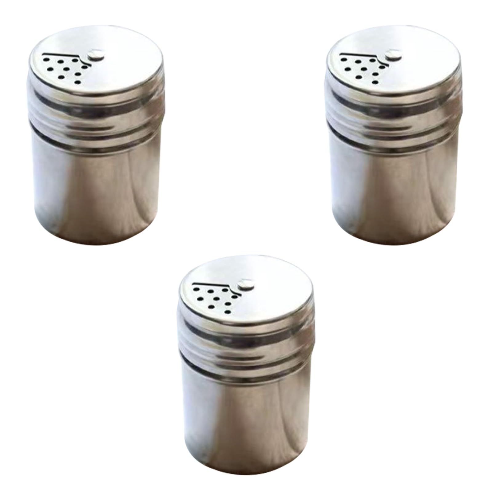 3Pcs Adjustable Pour Holes Seasoning Cans Rustproof Metal Dredge Shaker Lightweight for Cooking Kitchen Gadget