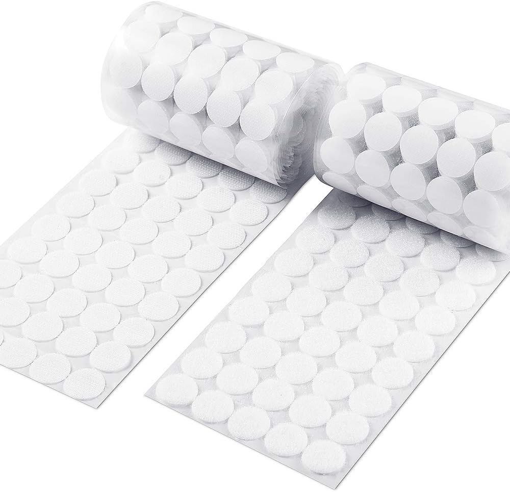 Heze 1008pcs (504 Pair Sets) 15mm Diameter Sticky Back Coins Hook & Loop Self Adhesive Dots Tapes Magic Sticky Dots (White, 1008pcs)