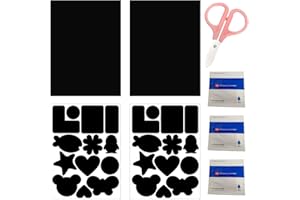 ABBIYYZ Self-Adhesive Repair Patches - 4 Sheets with Enhanced Stickiness, Includes Scissors and 3 Adhesive Wipes for Jackets, Puffer Coats, Shoes, Sofas, and More (Black)