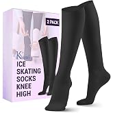 Kami-So Ice Skating Socks, Knee High Moisture-Wicking, Breathable, Lightweight, Durable, Figure Skates Accessories (2 Pack)