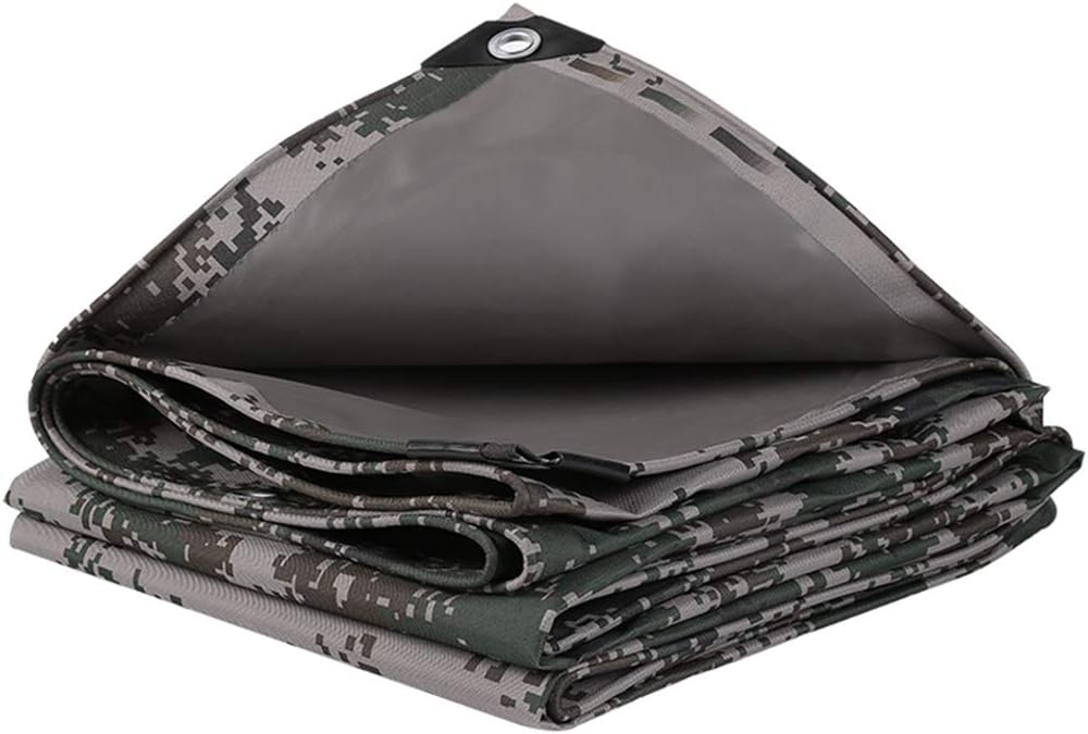 JLDNC Heavy Duty Waterproof Camouflage Tarp, Camouflage Tarpaulin Cover with Grommets,20mil Multi-Purpose PVC Rubberized Tarpaulin/Waterproof Fireproof Sunscreen/Weather-Resistant,6x9Ft/2x3m