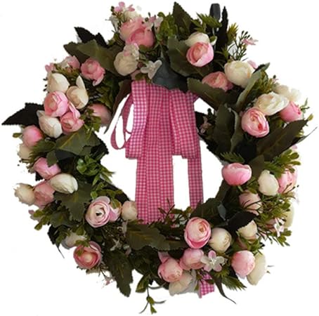 Esterno Finestra Decorazioni Natalizie.Ddscbp Ghirlanda Di Natale Corona Artificiale Con Rosa Ghirlanda Di Fiori Per Interni All Esterno Porta Anteriore Finestra Home Decorazione Alberi Da Appendere Decorazioni Di Natale Amazon It Casa E Cucina