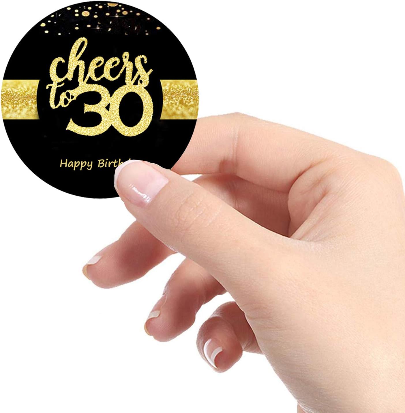 Sumerk 48 PCS Cheers to 30 Stickers - Large Bottle Stickers & Card Seals - 2 INCHES Round Happy Birthday Party Favors - Image 3