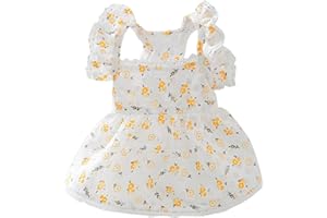 BIECWIAY Dog Dress Soft Breathable Puppy Dresses Elegant Princess Lace Floral Pet Dress with Sunflower for Small Dog