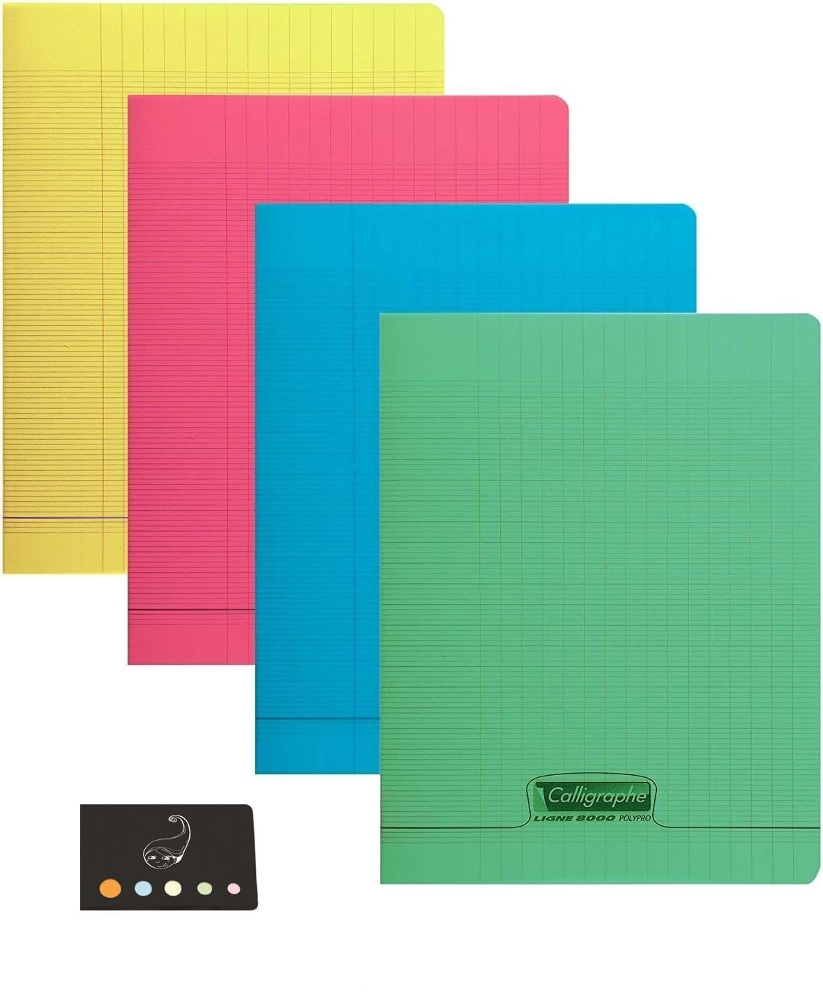 Pack of 4 (140 Pages 24 x 32 Polypropylene Cover – Large Squares + Pen Blumie