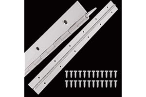 EATHEATY 2PCS Stainless Steel Piano Hinge 12 Inch, Heavy Duty Continuous Hinge, Stainless Steel Continuous & Piano Hinges, Polished Stainless Piano Hinges for Piano Boat Cabinets Storage Box with 24 Screws