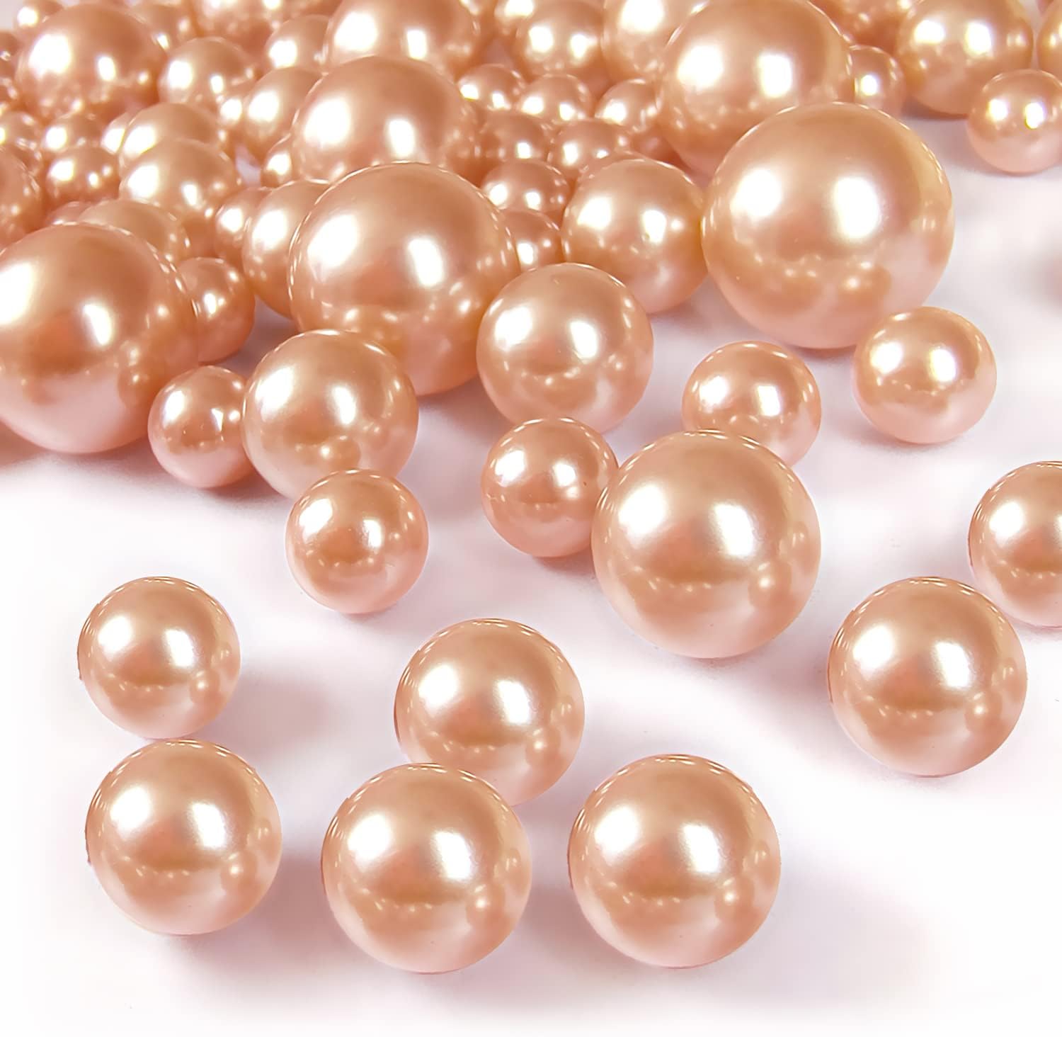 Vase Fillers - GLBYUNN 160 Pieces Pearl for Vase Filler Pearl Beads No Hole Makeup Pearls for Brushes Holder for Home Wedding Decor, 10/14/20(Champagne)