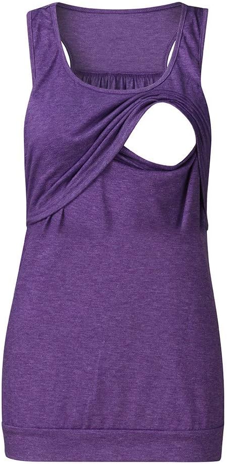 Women's Maternity Layered Nursing Tops Solid Short/Long Sleeve Henley V Neck T-Shirts Breastfeeding Blouse