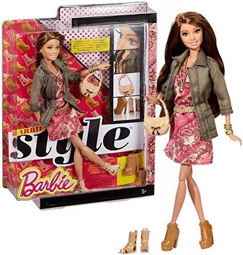 Mattel Year 2014 Barbie Style Series 12 Inch Doll - SUMMER CFM78 in Pink Floral Dress and Olive Color Jacket with Purse and 2 Pair of Shoes