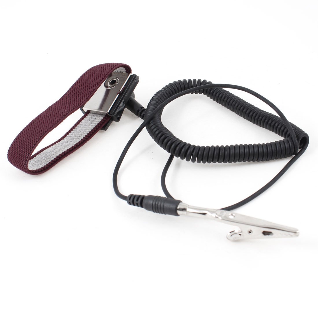 Sourcingmap 55cm Coil Cable Grounding Anti Static Discharge Wrist Strap Black