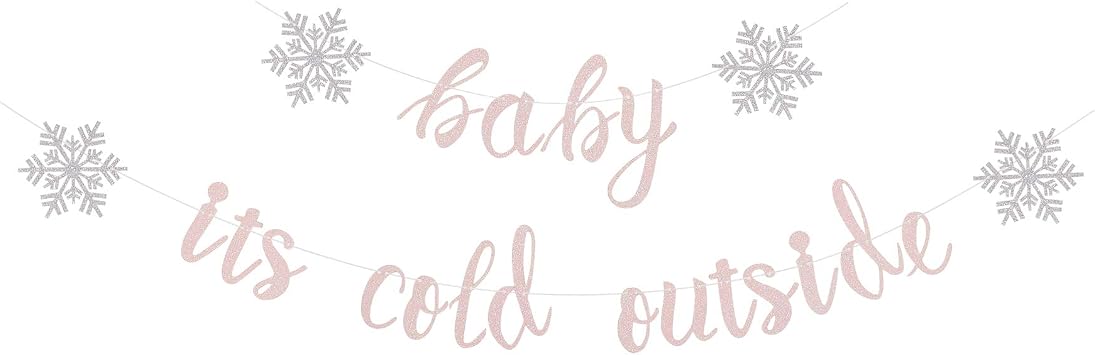 Pink & Silver Winter Wonderland Party Decor Set - 'Baby It's Cold Outside' Banner & 14 Snowflakes - View #5
