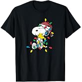 Peanuts - Snoopy Woodstock Christmas Lights T-Shirt