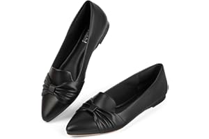 MUSSHOE Ballet Flats Dress Shoes for Women Comfortable Women's Pointed Toe Flat Slip On with Bow