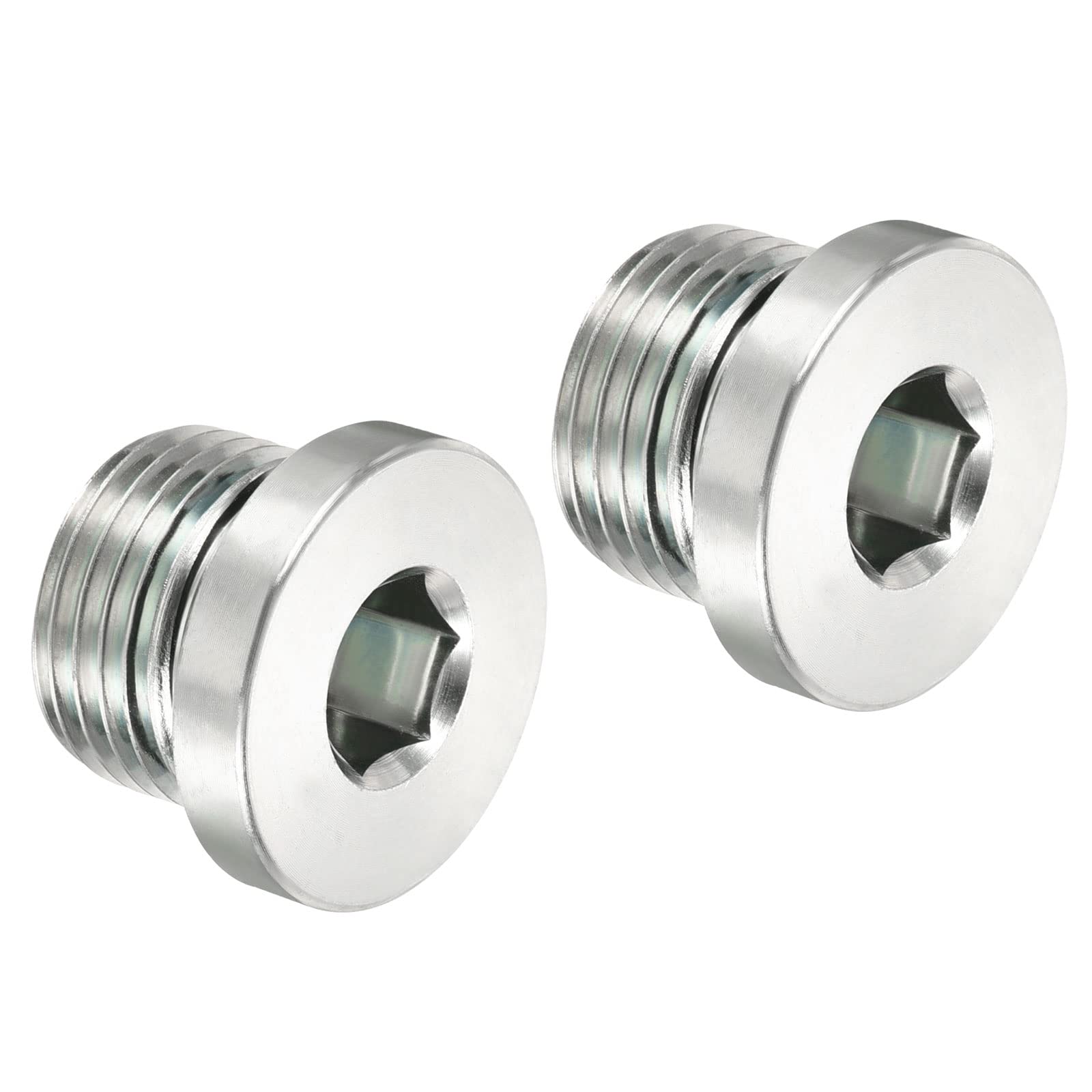 PATIKIL G1/2 Internal Hex Head Pipe Fitting Plug, 2 Pack Male Thread 45# Steel Socket Plug with Sealing Ring for Terminate Pipe Ends