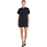 English Factory Women's Scallop Embroidered Cotton Mini Shirt Dress