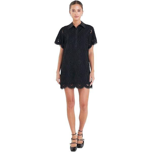 English Factory Women's Lace Up Front Dress, Black, XS at Amazon Women's  Clothing store