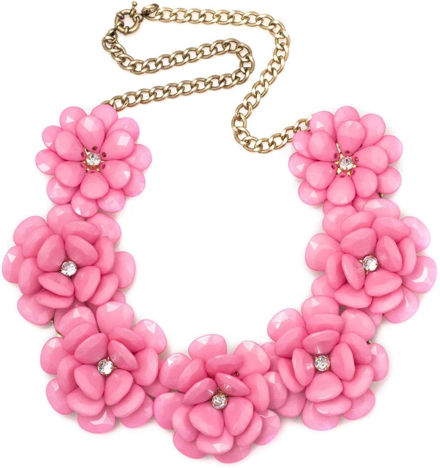 Fashion Flower Statement Necklaces Golden Chain Chunky Bubble Pendant for