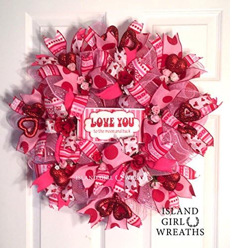Velentine Wreath, Valentine Wreath For Front Door, Screen Door Wreath, Love You To The Moon And Back, Valentine Wreaths, Valentine's Day