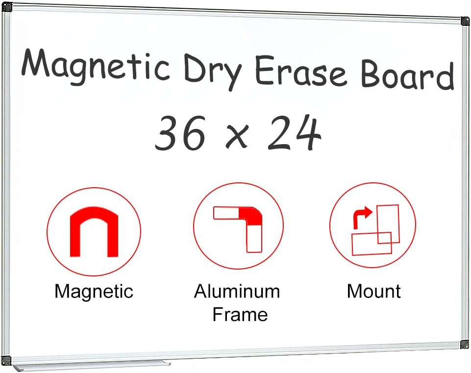 Magnetic White Board 24 x 18 Dry Erase Board Wall Hanging Whiteboard with 3 Dry Erase Pens, 1 Dry Eraser : Office Products