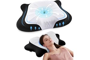 FAIORD Cervical Memory Foam Contour Pillows for Neck and Shoulder Pain, Adjustable Support Side Sleeper Pillows with Cooling Pillow Cases, Bed Pillow for Back Stomach Sleepers Black