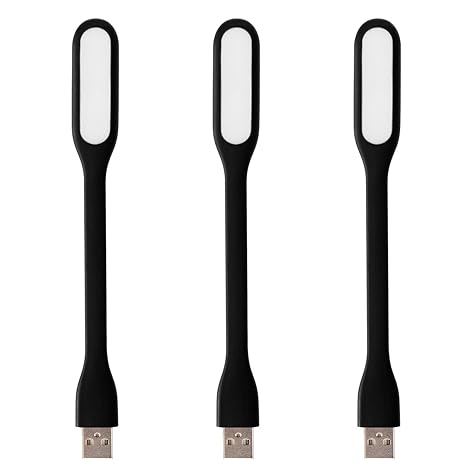 Drei (3x) USB LED Lampe Leuchte schwarz flexibel biegbar kompakt leicht Nachtlampe Leselampe