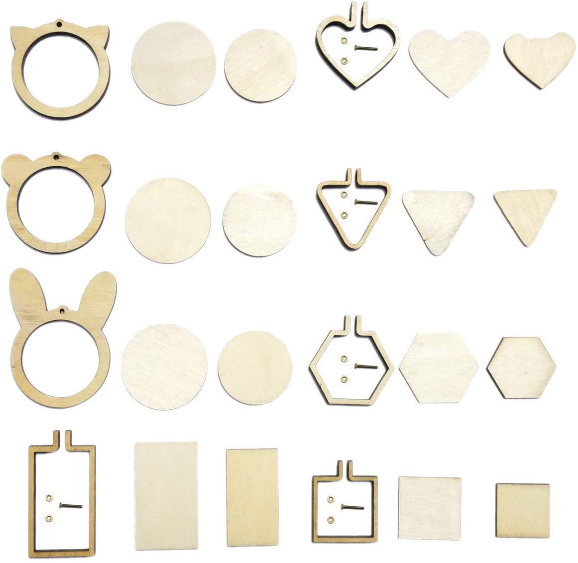 8 Pieces Mini Wood Hoops Punched for Cross Stitch Round Embroidery Hoop Frame Cross Stitch, Arts, DIY Crafts Tool (8 Pieces Set 2)