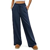 ATHMILE Women's Wide Leg Sweatpants Double Waisted Baggy Sweat Pants with Pockets Fashion Casual Gym Fall Winter Clothes