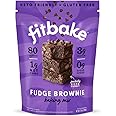 FitBake Fudge Brownie Baking Mix | 1g Net Carbs Per Serving | Keto Friendly Low Carb Food | Sugar Free | Naturally Sweetened | Gluten Free Desserts and Keto Snacks with No Added Sugar 9.5oz