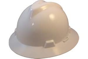 TEXAS AMERICA SAFETY COMPANY MSA V Full Brim Hard Hats w/FasTrac III Suspensions with Handy Tote Bag - White