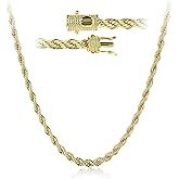 PY BLING 14k Gold Plated 5mm Gold Rope Chain with Artificial Simulated Diamond Clasp Stainless Steel Twist Chain Bracelet Necklace for Men Women 7.5-24 Inches