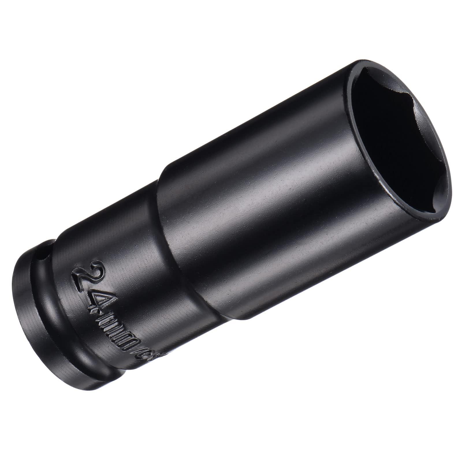 Unifizz 1/2 Inch Drive - 24mm Deep Impact Socket with 6 Point Design, Heat-Treated Cr-V Steel 78mm Length, Metric Sizes