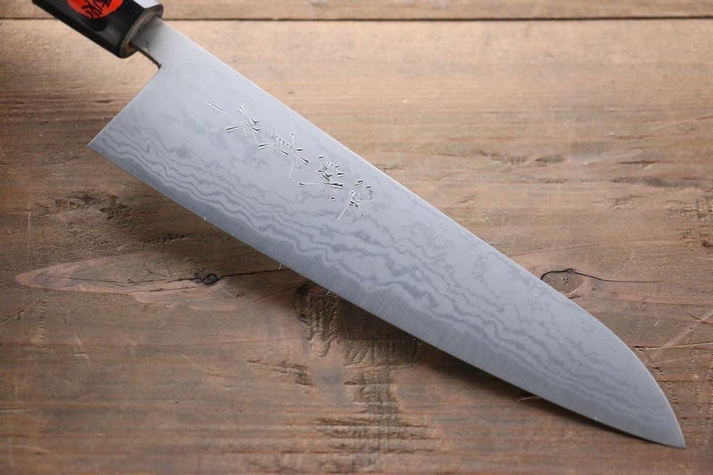 Shigeki Tanaka Blue 2 steel 17 layer Damascus Hand forged Wa Gyuto knife 185mm