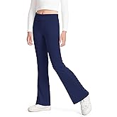 BOOPH Girls Leggings Kids Flare Leggings Fold Over Waistband Casual Bell Bottom Pants for Teens