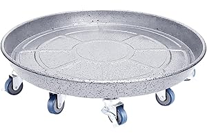 FLRISNTIG Round Plant Stand with Wheels, Heavy Duty for Indoor Outdoor, Large Rolling Dolly Planter Caddy on Casters to Carry Potted Flower Pot, Round (Silver, 20")