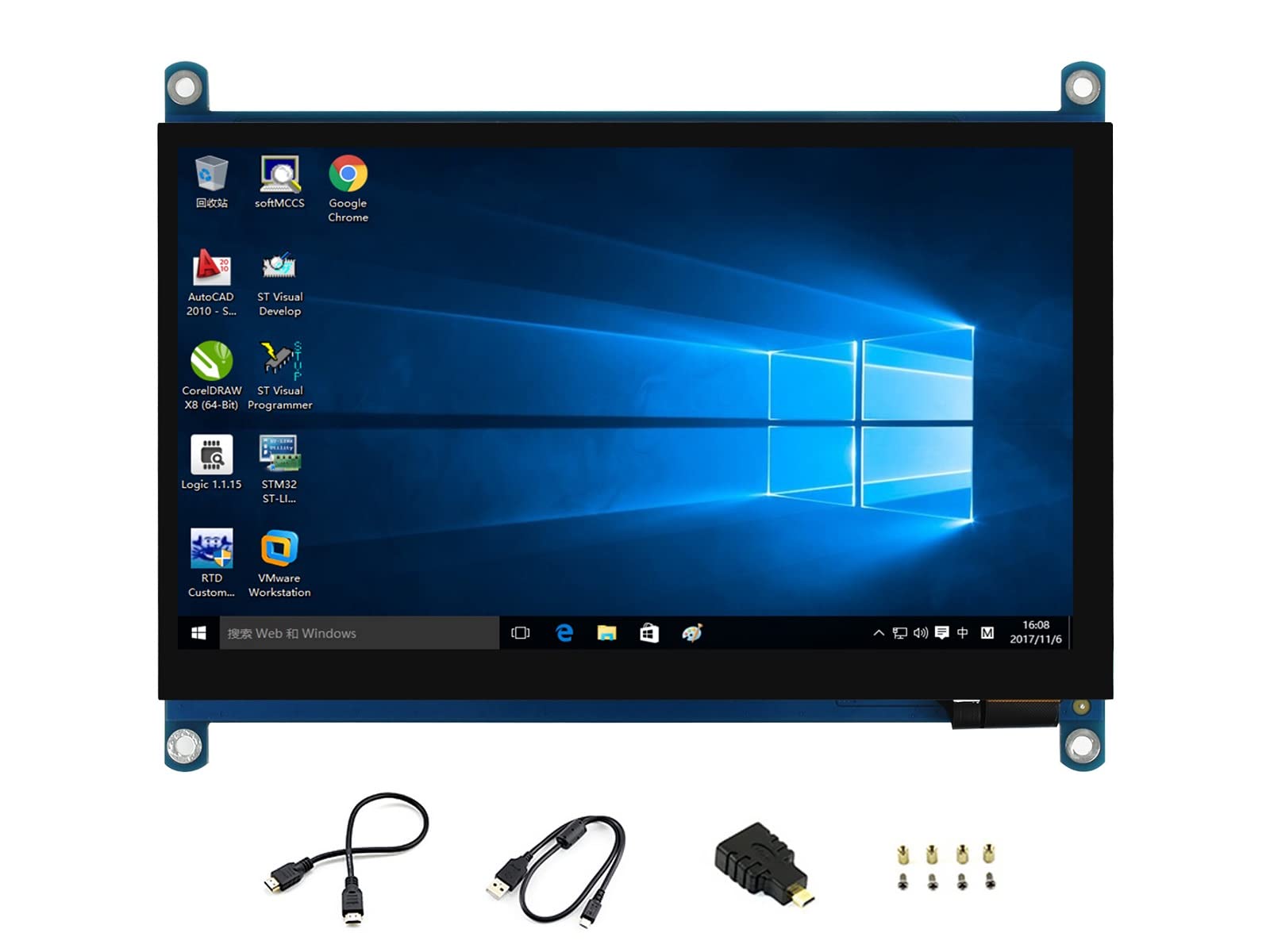 IBest 7inch QLED Quantum Dot Display 1024 × 600 Capacitive Touch Screen IPS LCD G G Toughened Glass Panel with Wider Color Gamut,More Pure Chroma for Raspberry Pi, Jetson Nano