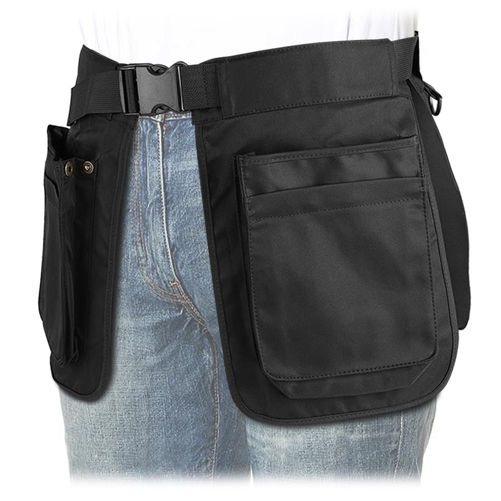 MUCHER Dog Training Apron Detachable Treat Pouch Waiter Bag Work Bag Hippie Belt Multifunctional Side Belt Waist Bag Sweatproof for Women Men Gardening Hiking Running Trekking (Black)