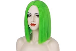 Tereshar Neon Green Wigs for Women Short Lime Green Bob Wigs for Women’s Costume Straight Colorful Cosplay Halloween Party St. Patrick's Day Wig (12 inches)